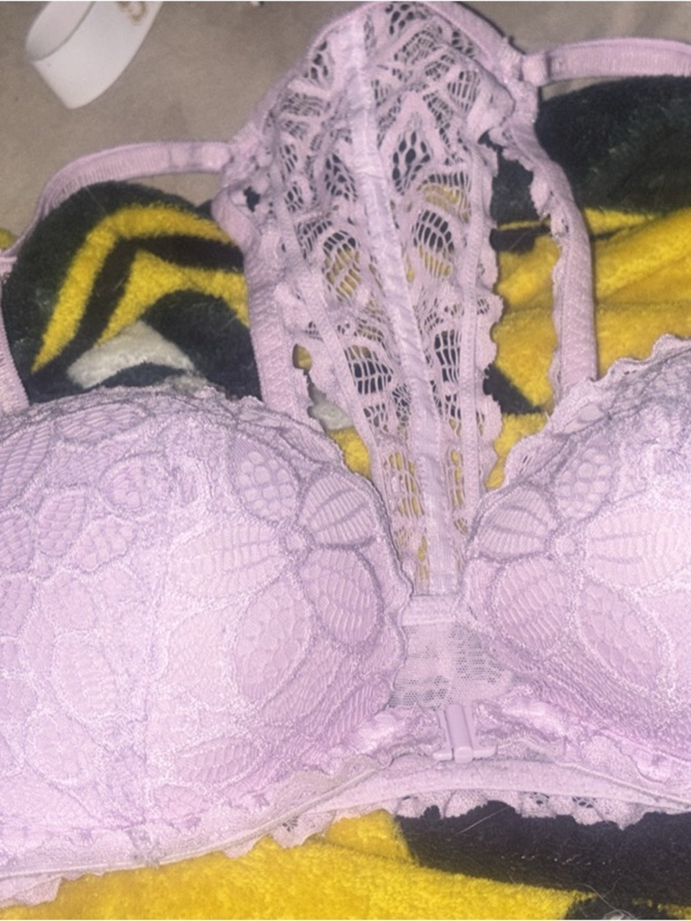 PINK Victoria's Secret Lilac Lace Racerback Bra